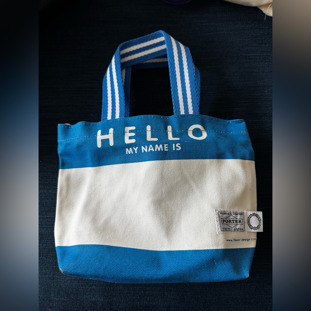 Porter-Yoshida & Co Blue and White Mini Tote Bag
